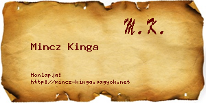 Mincz Kinga névjegykártya